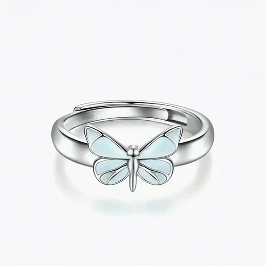 Leuchtender Schmetterling Ring mit 925 Silber