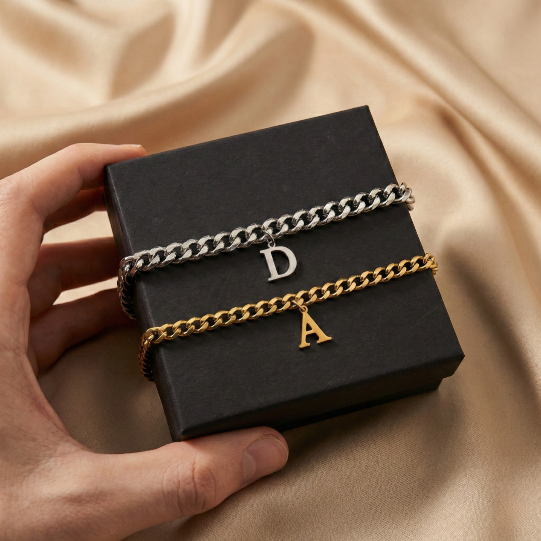 Unsere Initialen – Cuban Partnerarmbänder