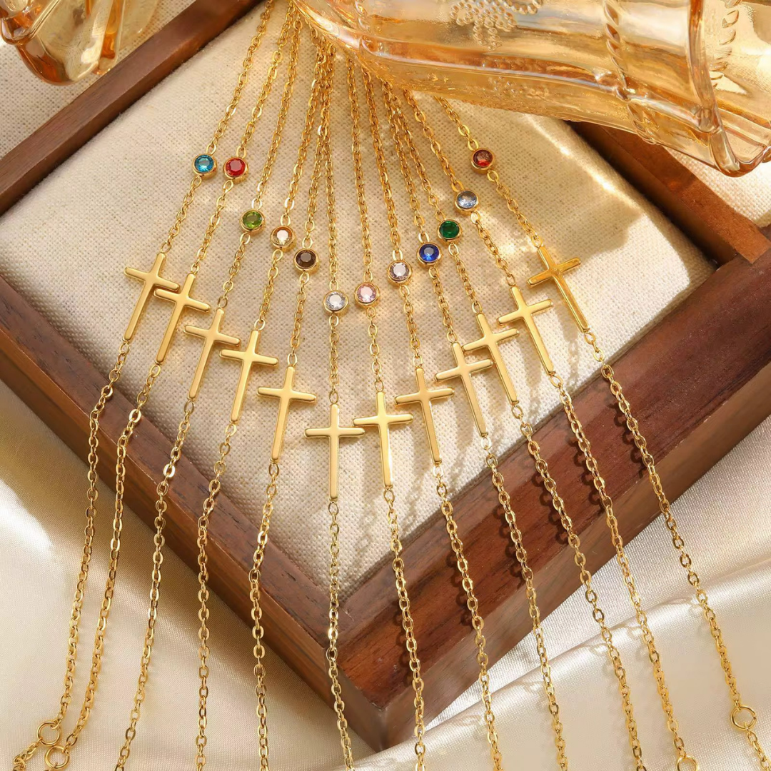 Crossira - Armband mit Kreuz & Geburtsstein