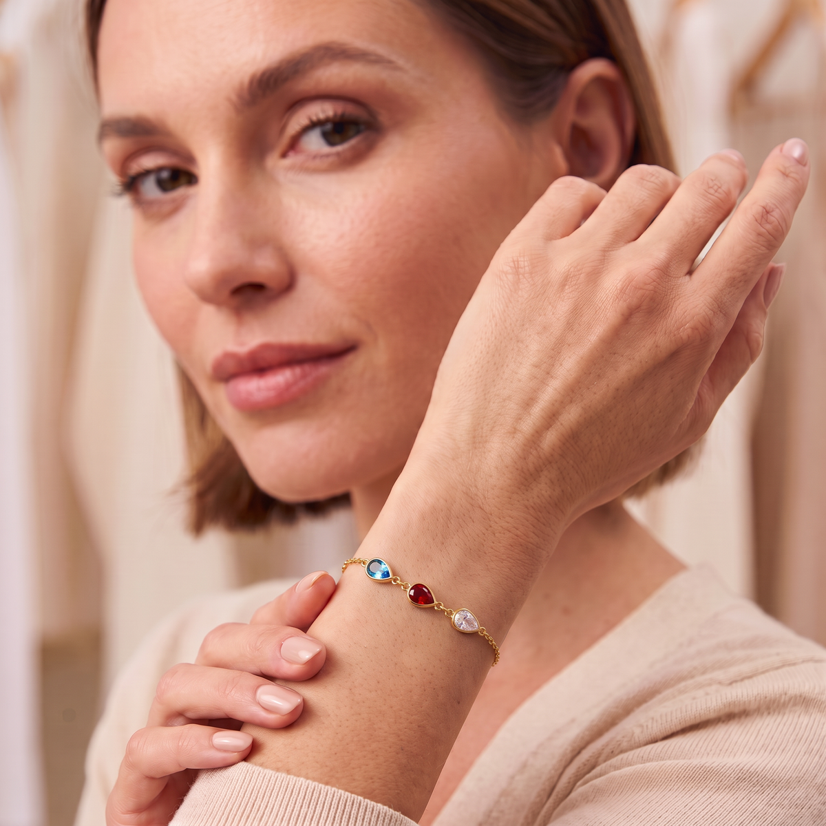 Bracelet with 3 birthstones - Birthena