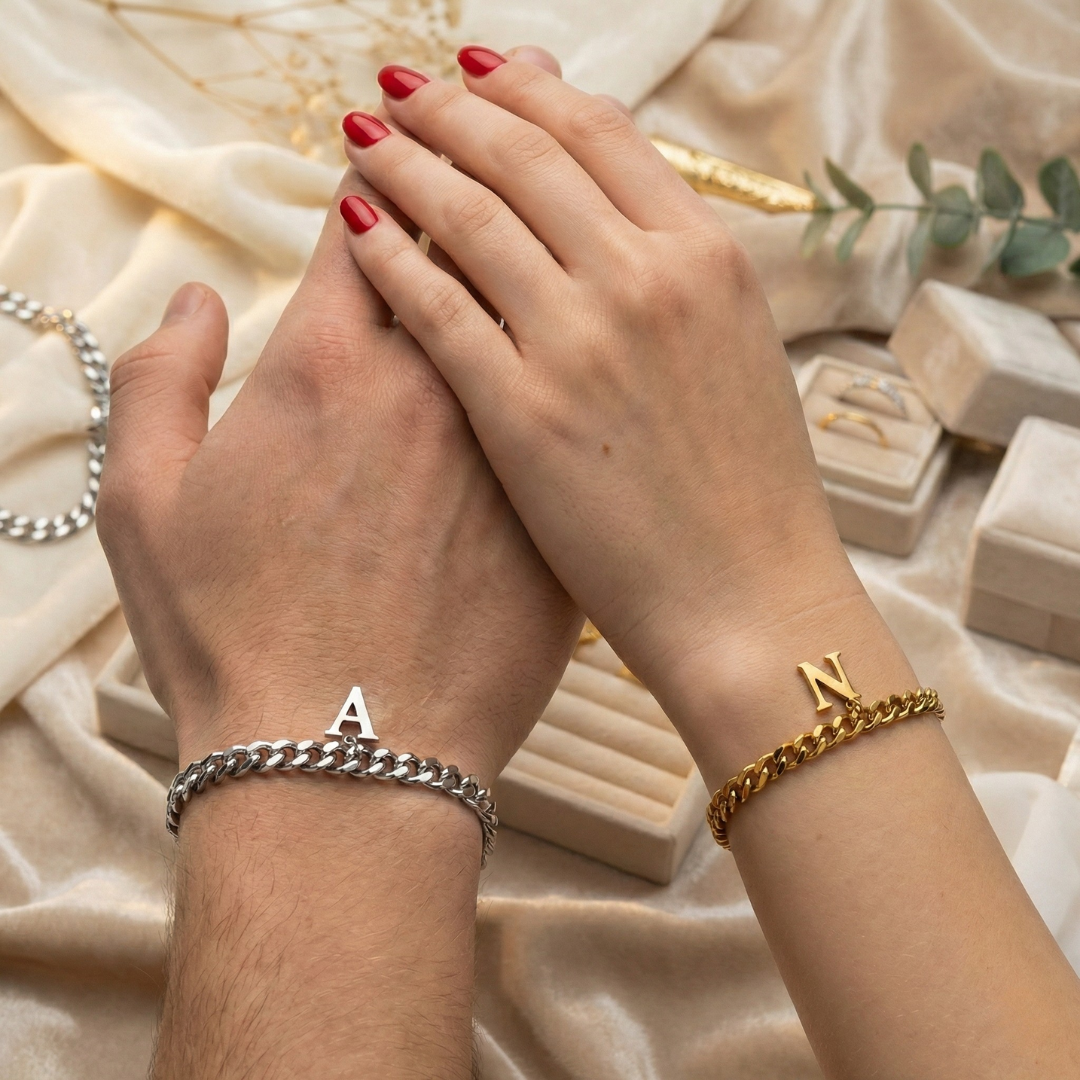 Unsere Initialen – Cuban Partnerarmbänder