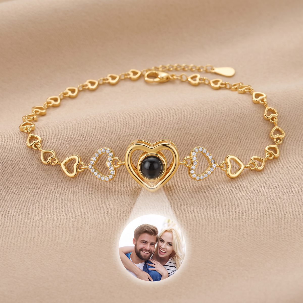Armband mit eigenem Foto mit Herz & Zirkonia