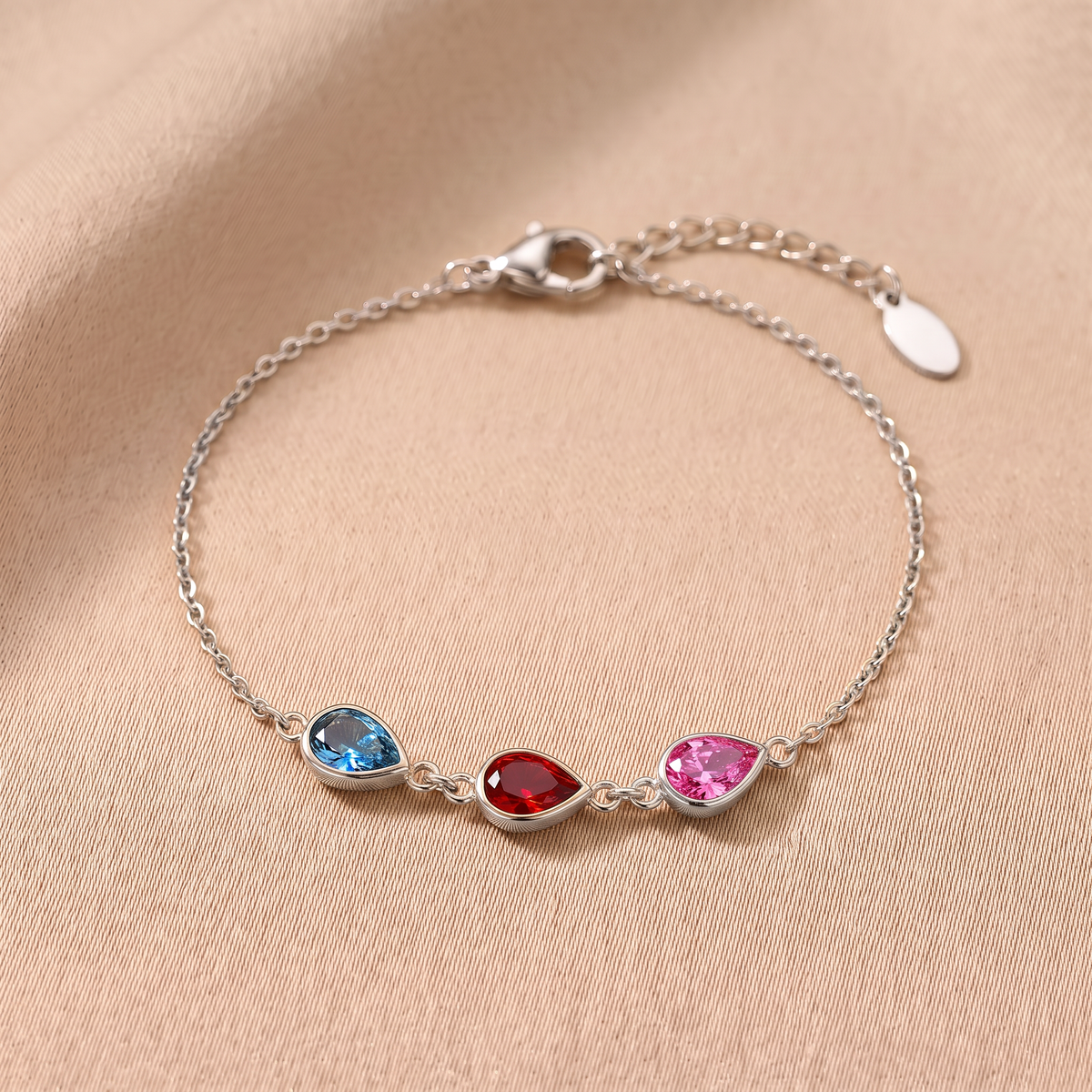Bracelet with 3 birthstones - Birthena