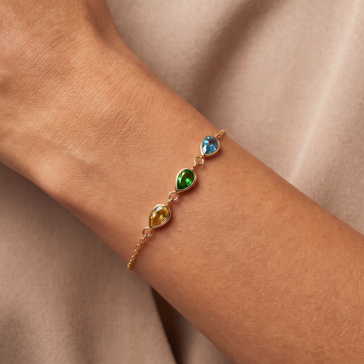 Armband mit 3 Geburtssteinen - Birthena