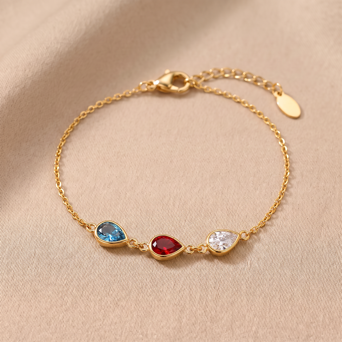 Bracelet with 3 birthstones - Birthena