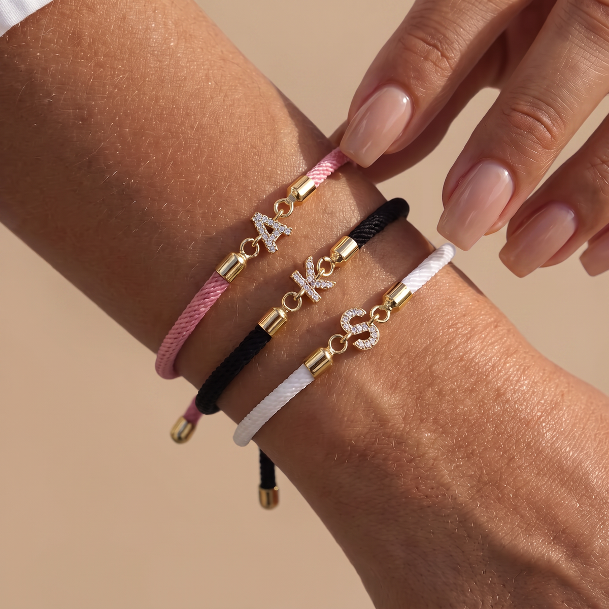 Stoffarmband mit Initiale